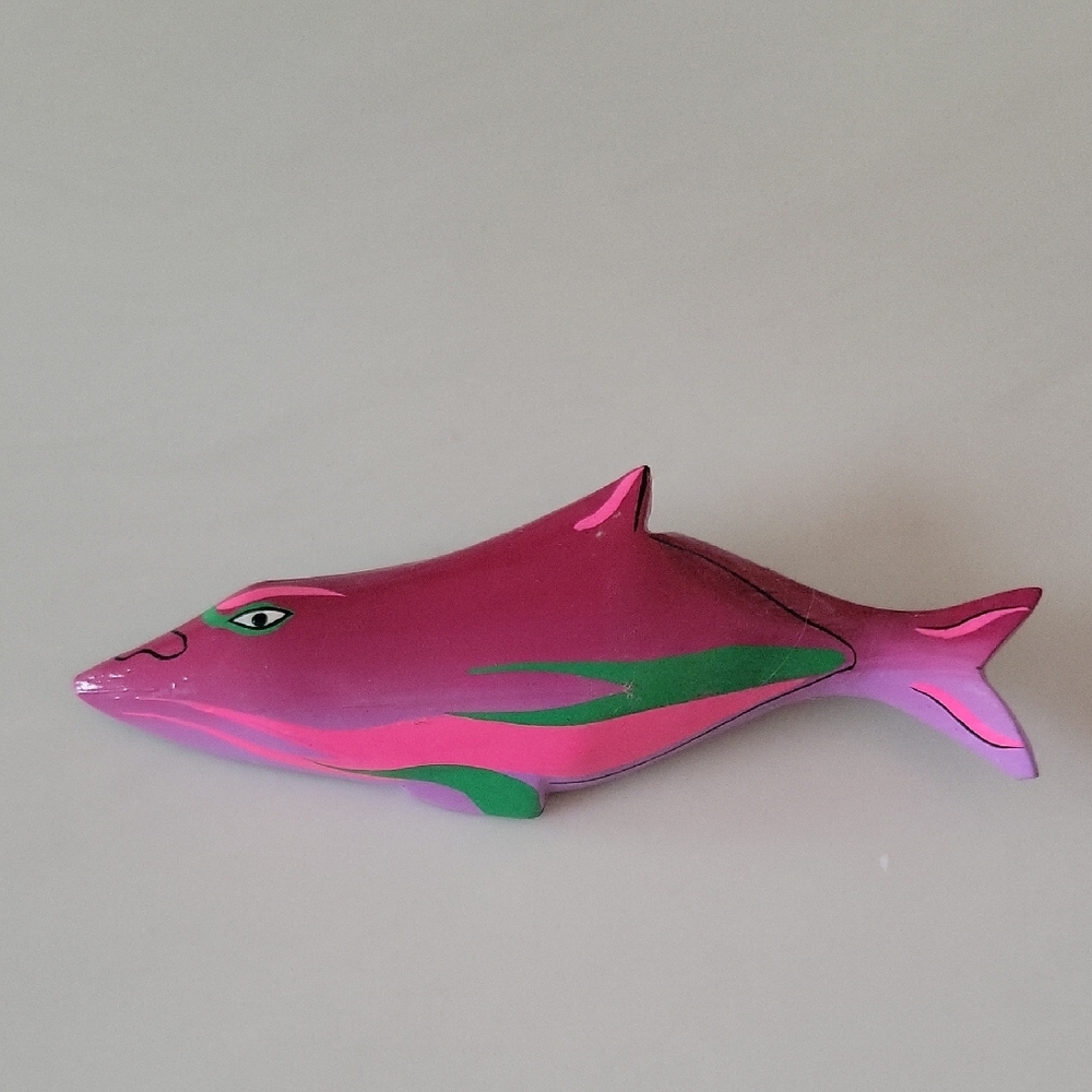 Wooden Painted Fish Brooch